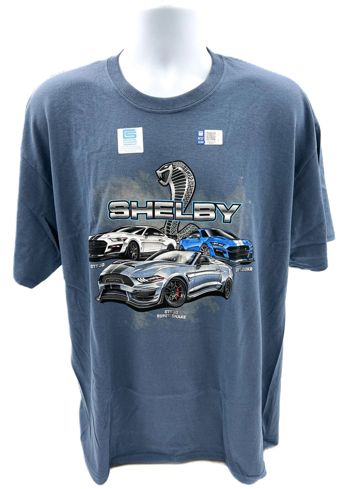 Stone Blue T-Shirt with Shelby Mustang GT500 Super Snake Logo for Women (2017–2020)
