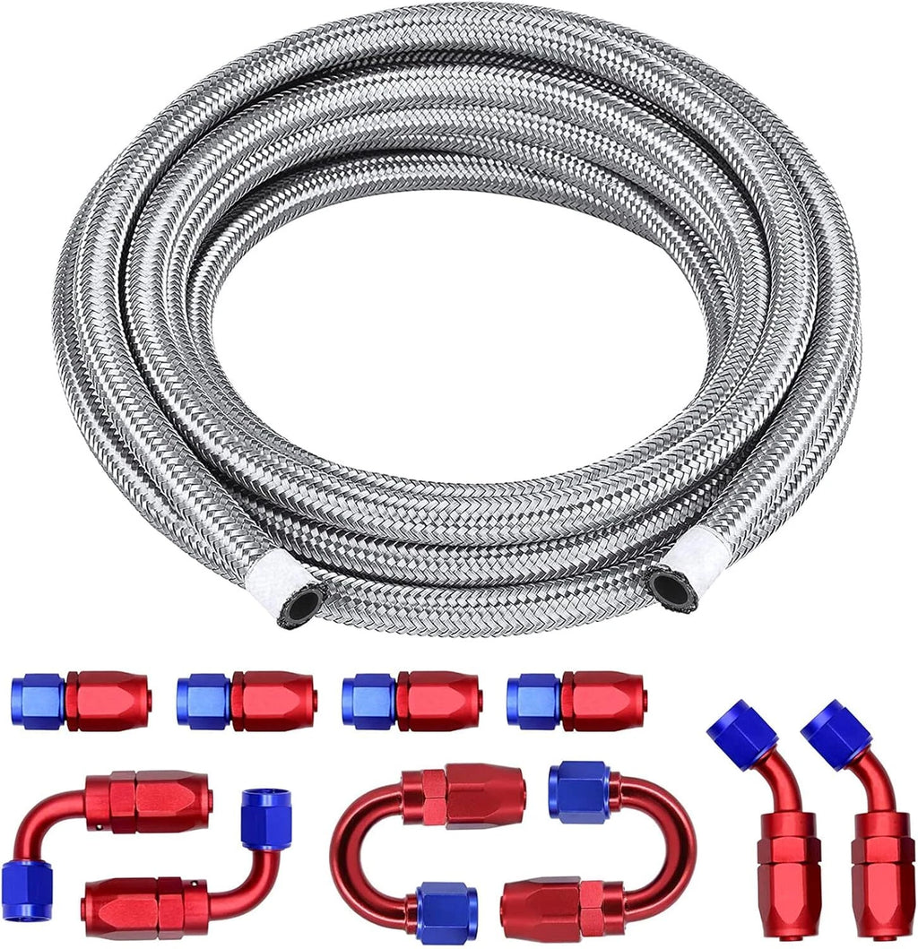 3/8 6AN Nylon Stainless Steel Braided Fuel Line with Hose End Fittings