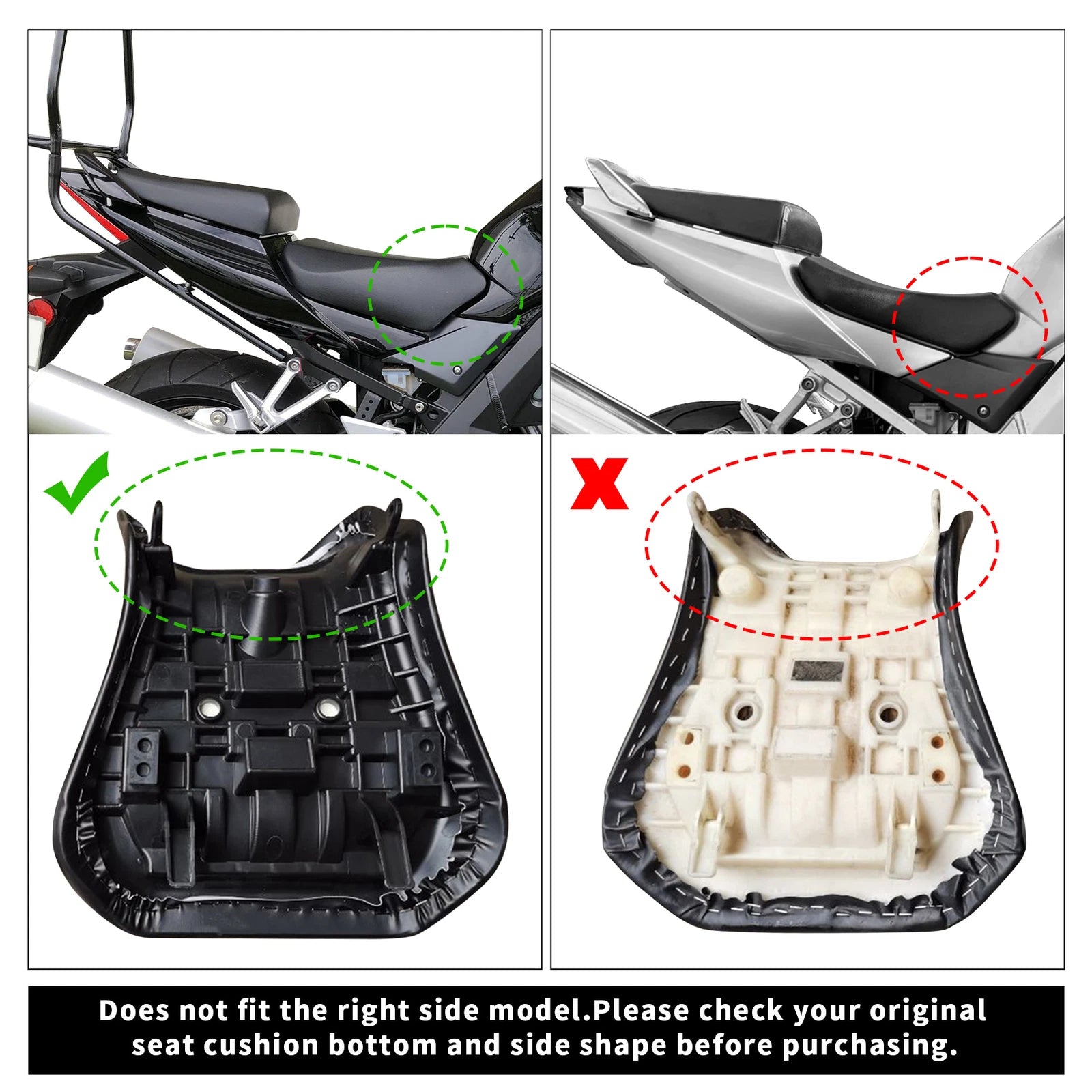 Front Rear Seat Set for Suzuki SV1000 (2006–2007) SV650 (2005–2012) Black