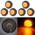 Set of 6 Amber 2 Inch 9 LED Round Side Marker Lights for Truck Trailer