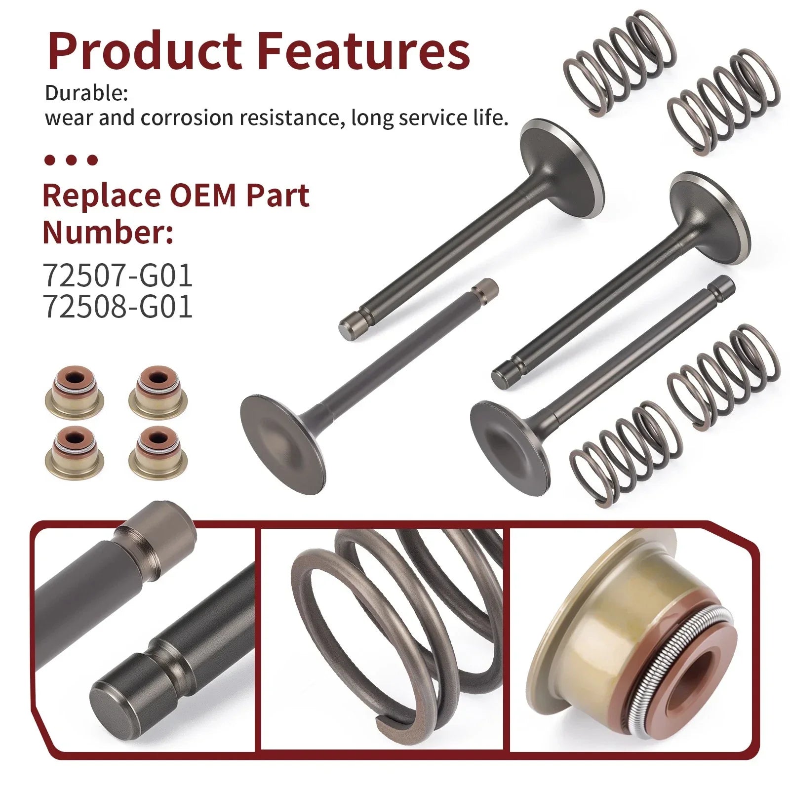 Intake Exhaust Valves & Seals for EZGO Golf Cart (1992–1995)