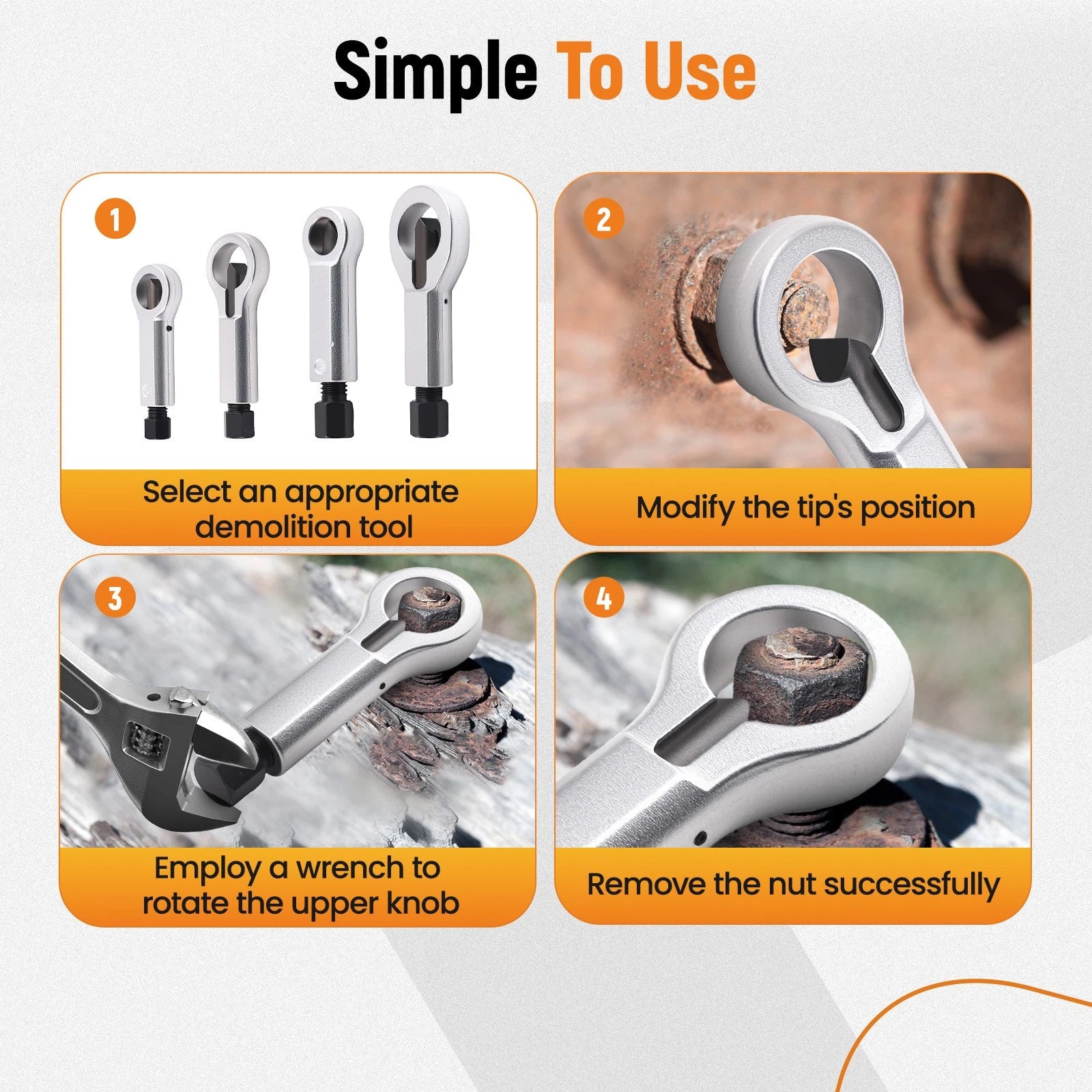 Durable Steel Nut Splitter Kit for Universal (9–27mm) (2024–2024)