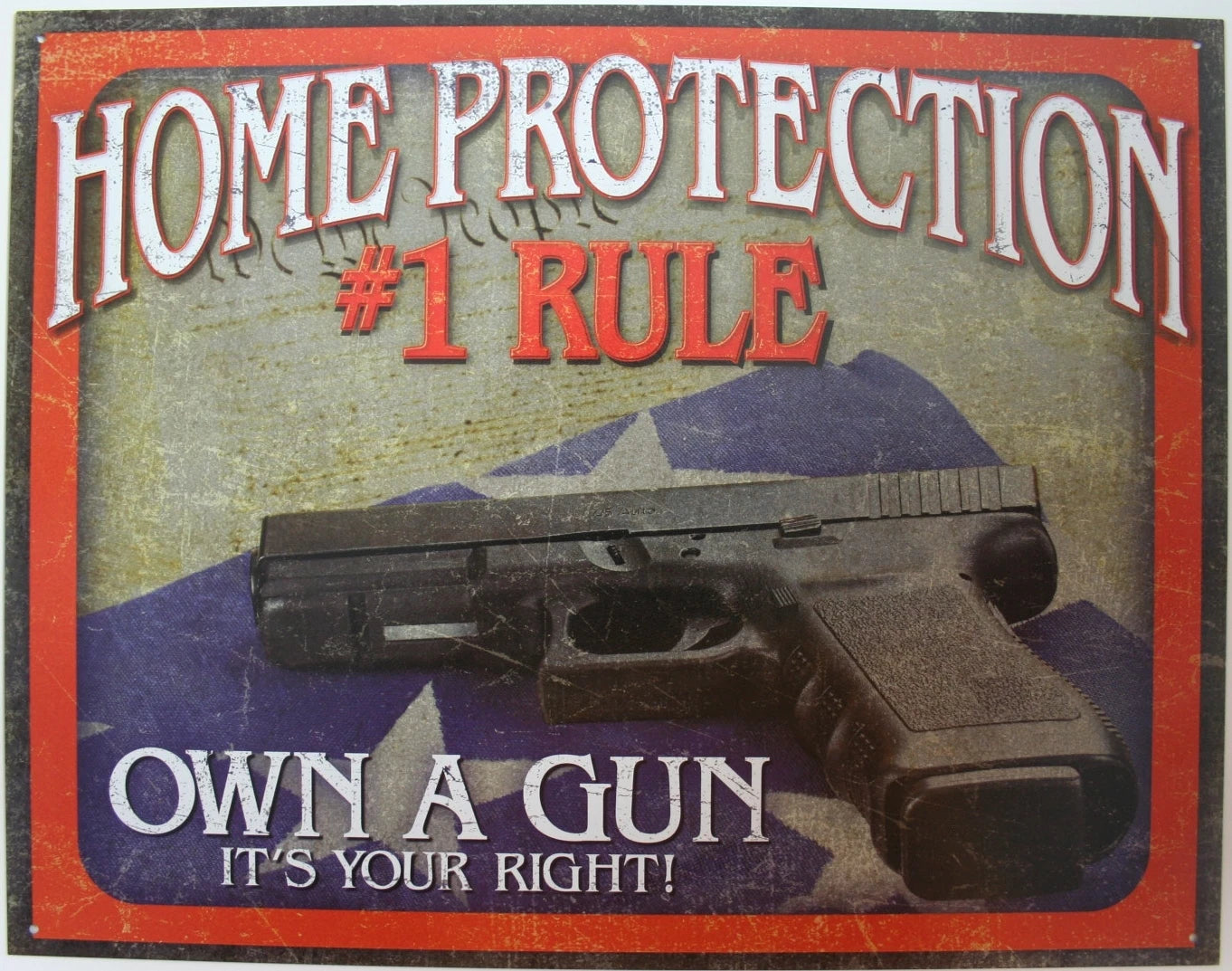 Tin Metal Sign for Home Protection Security Rule 1 (2130)