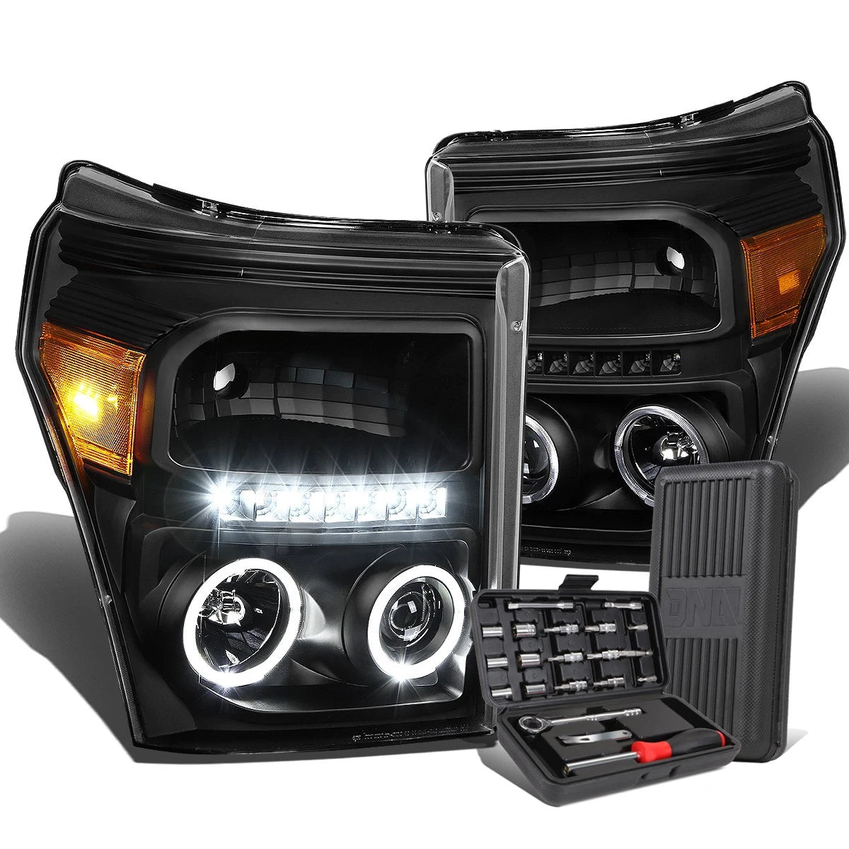 LED Halo Ring Projector Headlights for Ford Super Duty (2011–2016)