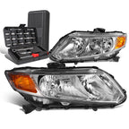 Pair of Chrome Amber Signal Headlight Lamps for Honda Civic (2012–2015)