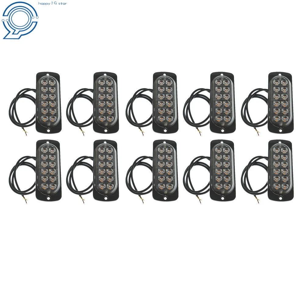 Set of 10 LED Strobe Lights for Emergency Vehicles (12V)