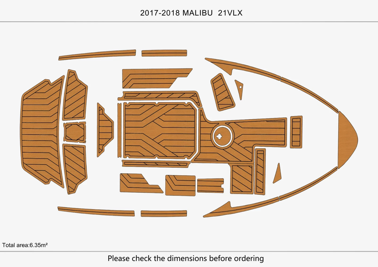 EVA Foam Teak Deck Floor Mats for Malibu 21 VLX (2018)