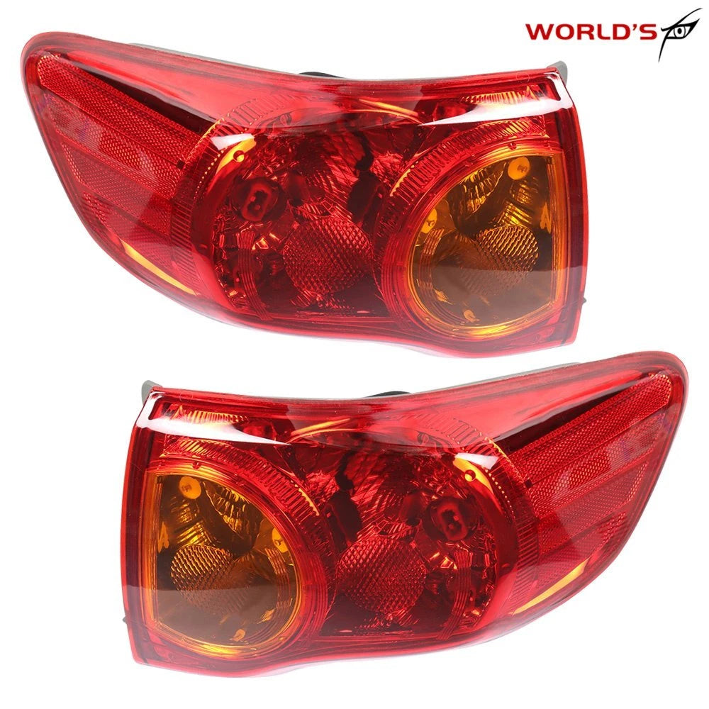 Set of 2 Outer Tail Lights for Toyota Corolla (2009–2010) Red Halogen