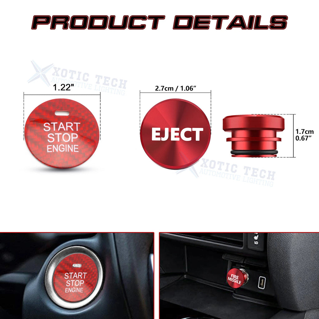 Red Carbon Engine Start + Cigarette Lighter Button Trim for Mazda (2014-2020)