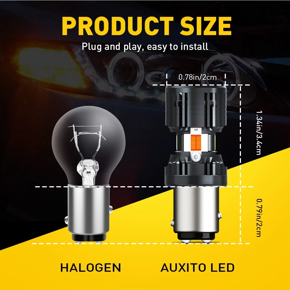 2X 1157 Amber White Switchback LED Turn Signal Light Bulb for AUXITO