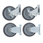 Set of 4 Heavy Duty 5" Rubber Caster Wheels with Brakes