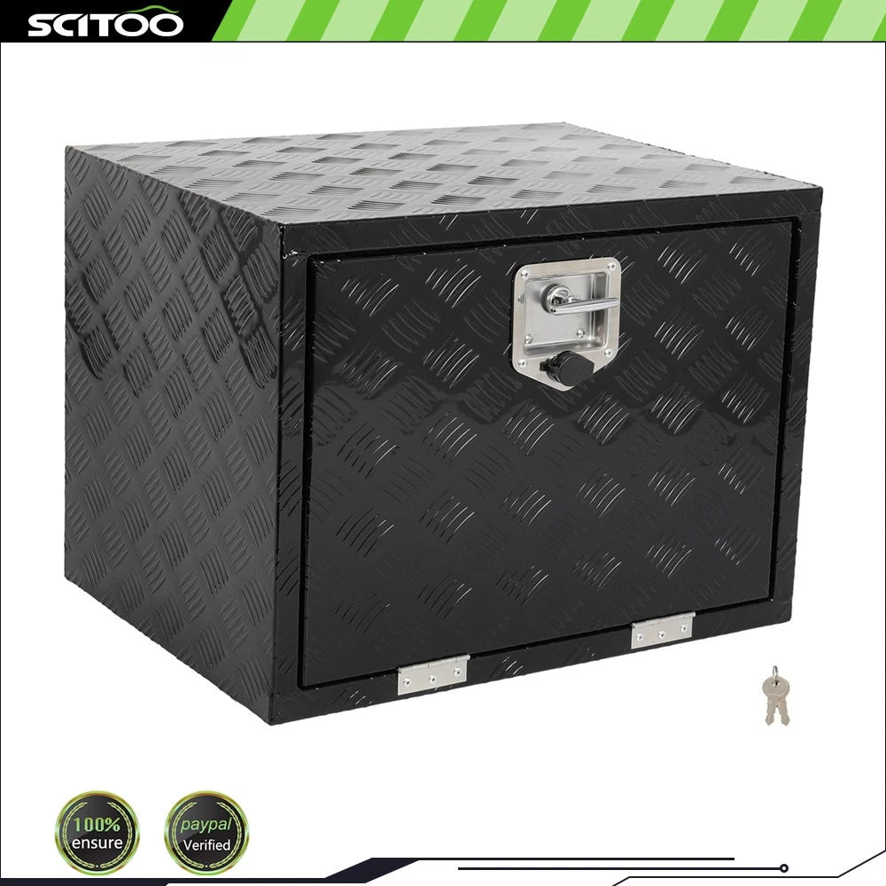 Storage Tool Box for Truck (24"X18"X18") with 2x Chains, Black