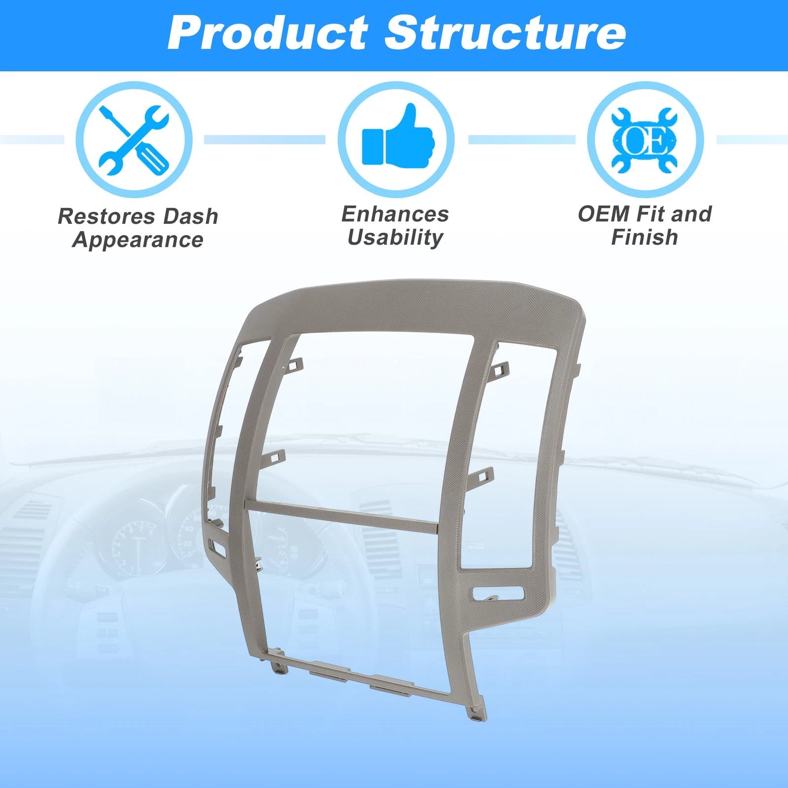 Center Dash Radio Bezel Storage Cubby Vents Frame for Nissan Altima (2005–2006)