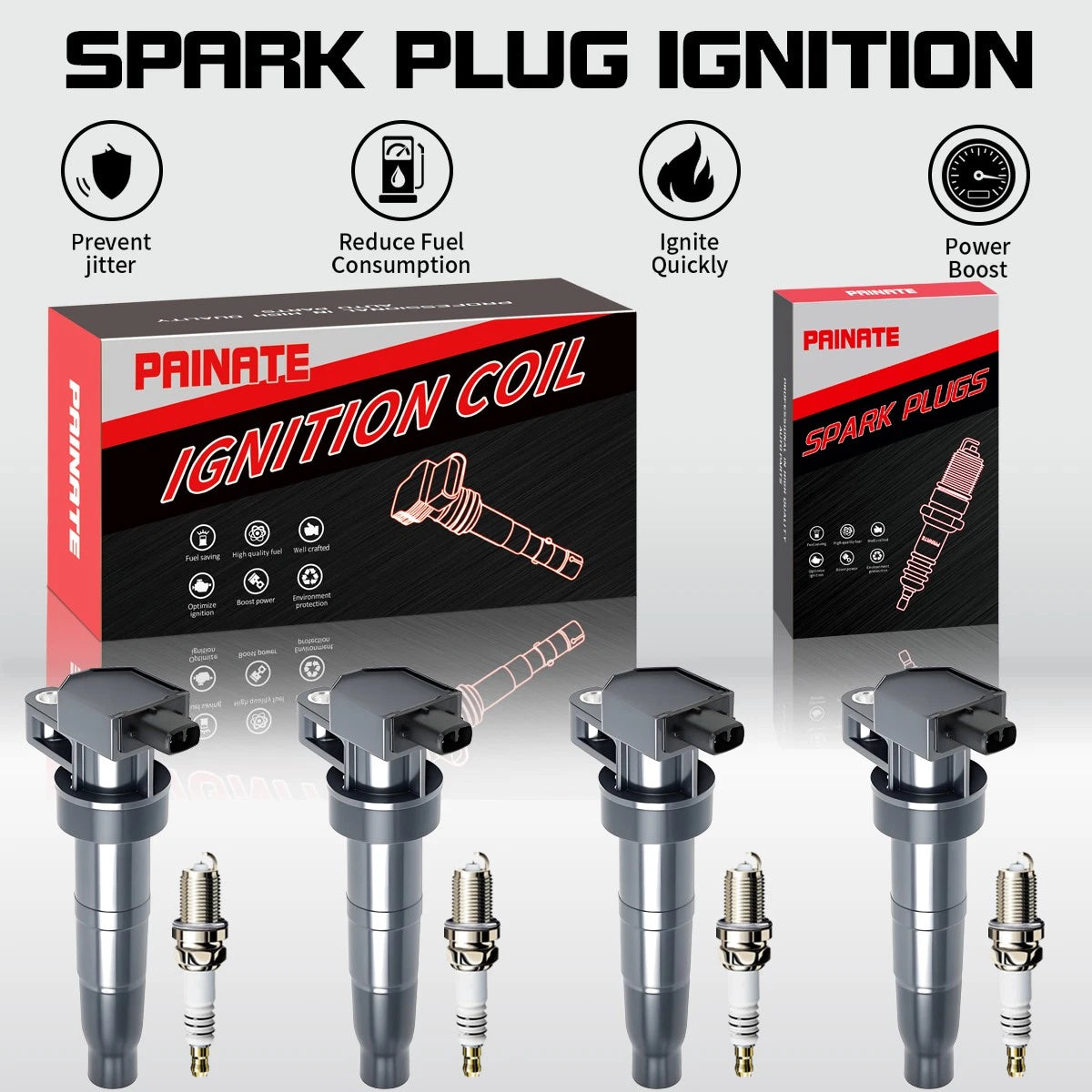 Set of 4 Ignition Coils + Spark Plugs for Elantra Tucson Soul (2011–2019) UF651