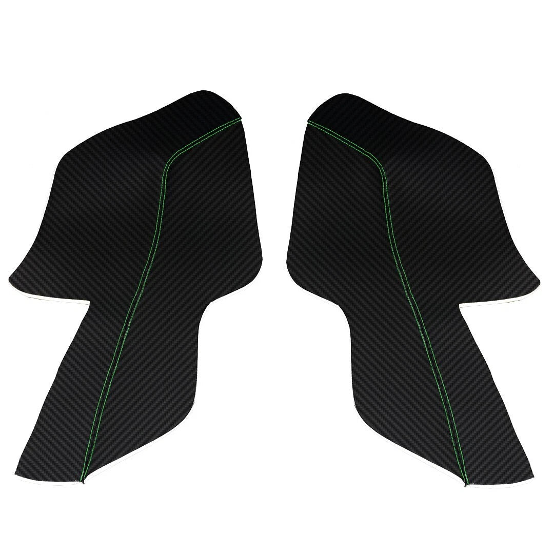 Door Panel Insert PVC Carbon Cover for Ford Mustang (2015–2020) Green Stitch