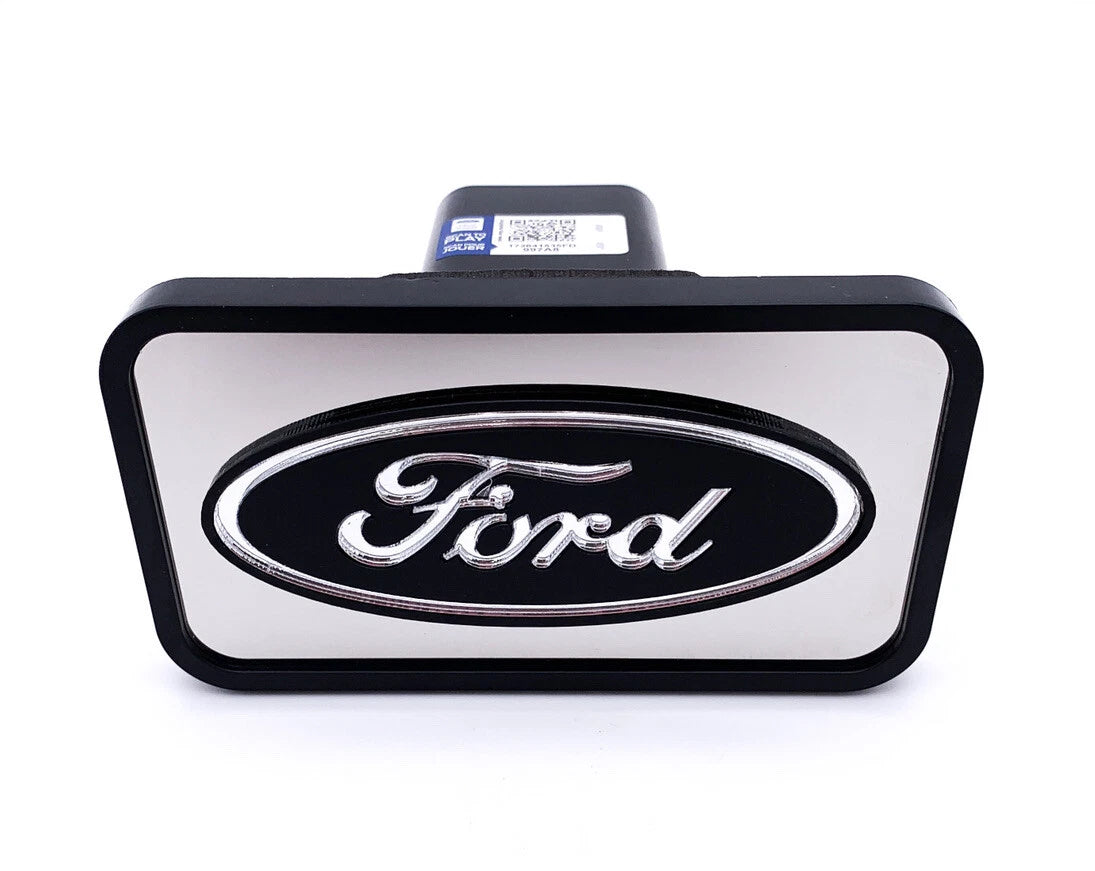 Tow Hitch Cover ABS Mirrored with Black Ford Oval Logo for 2" Receivers (Ford)