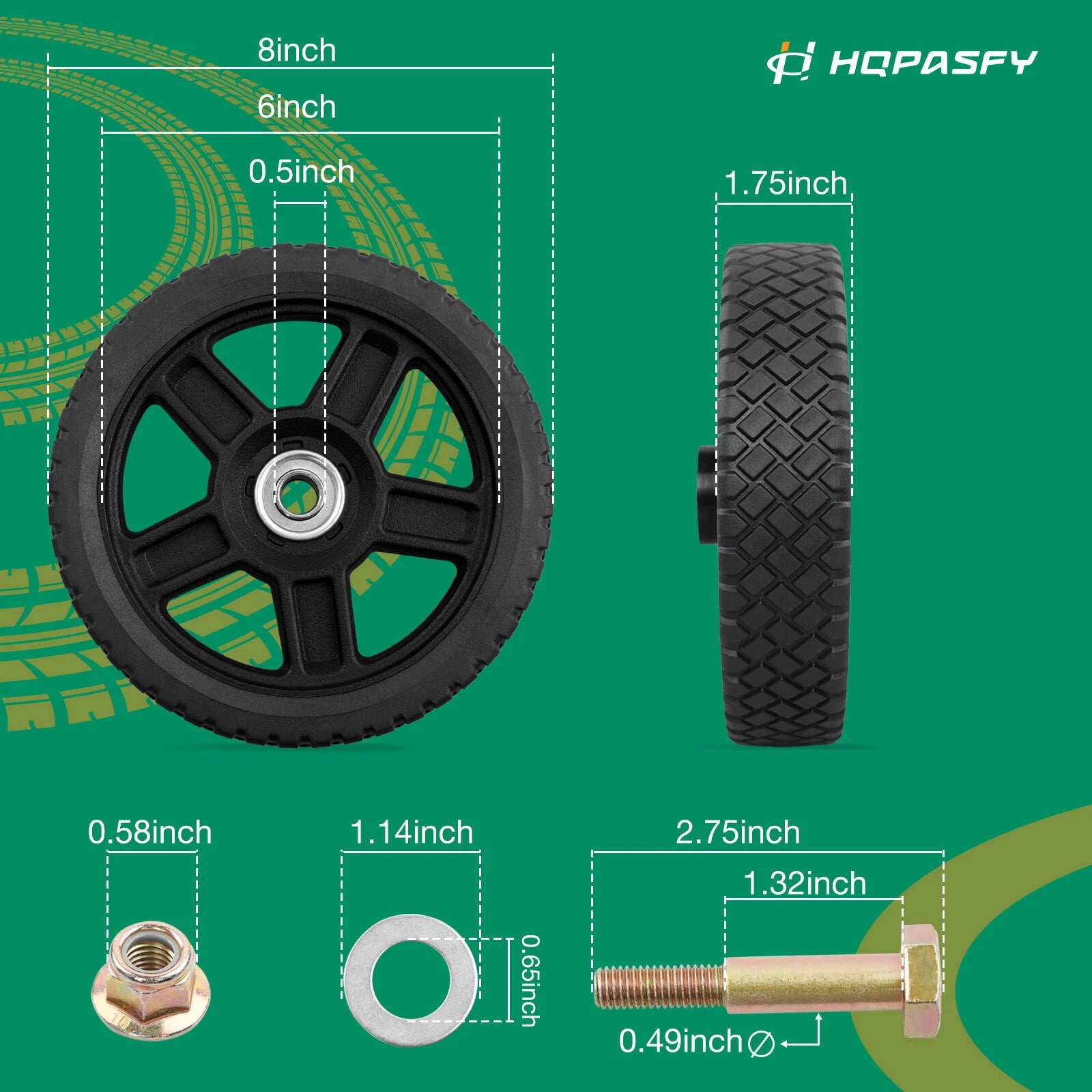 2x 8" Plastic Wheels for Craftsman Mower (Fits Various Models)