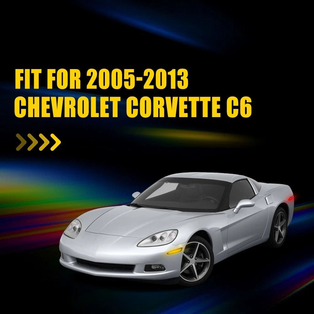 LED Side Marker Light Kit for Chevy Corvette C6 (2005–2013) Front Rear White Smoked