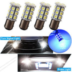 4pcs BA15D 5050 27 SMD Light Blue Cabin Lamp Bulbs for Marine Boat