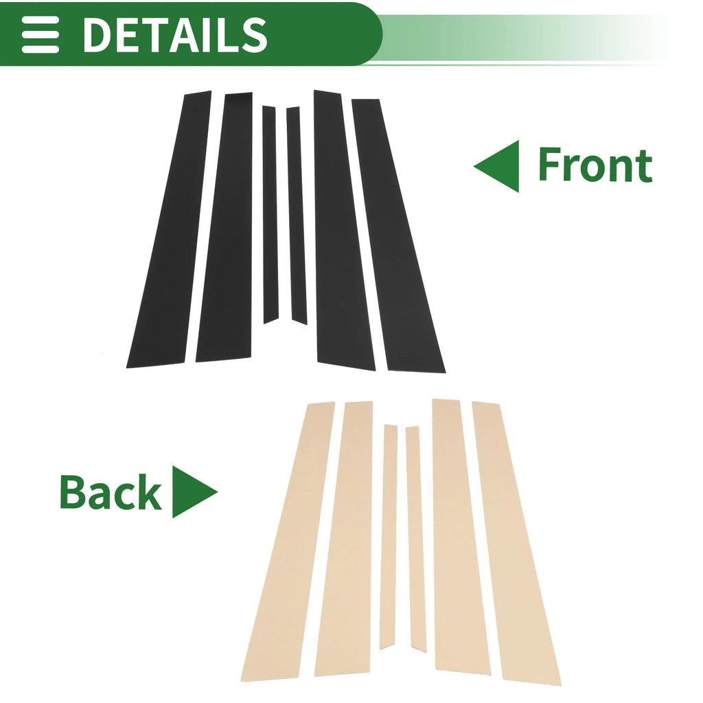 6 Pcs Door Pillar Window Trim for Lexus LS (2001–2006) Black