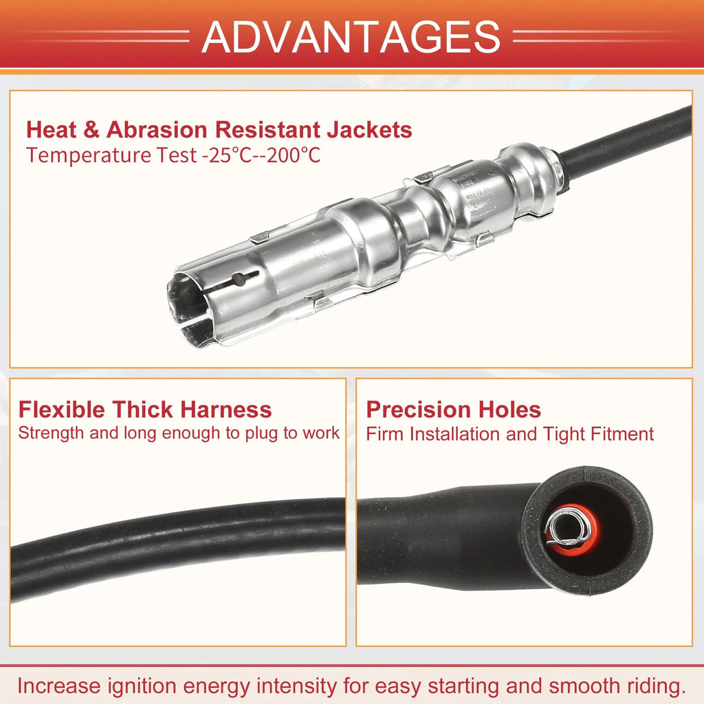 Set of 4 Spark Plug Wire Ignition Coil Cables No. 06A905430AK for Volkswagen Beetle 