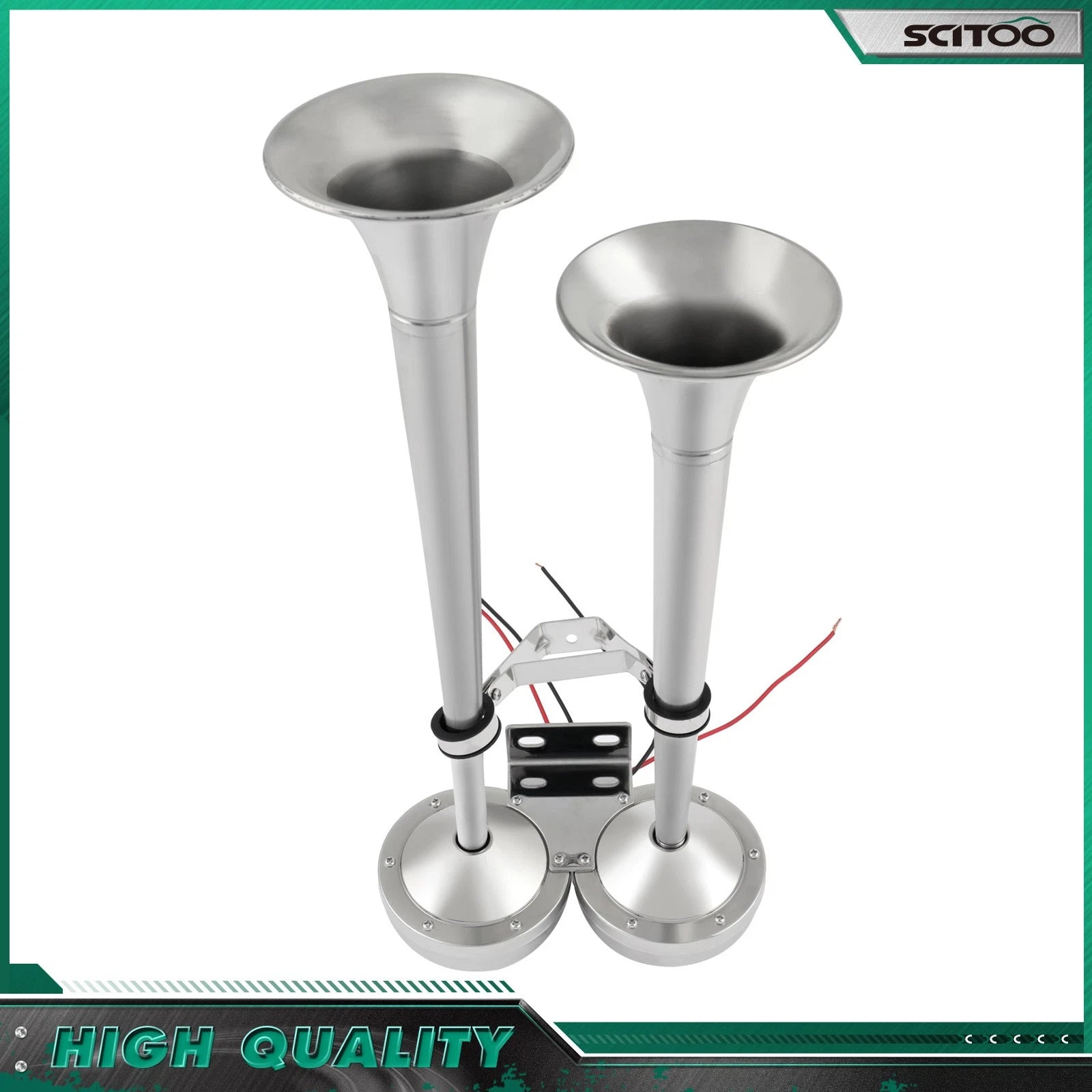 2 Trumpet Electric Horn for Marine Applications (Stainless Steel)