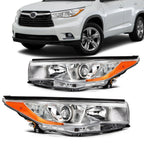Headlight Assembly Set of 2 for Toyota Highlander (2014–2016) Chrome Housing