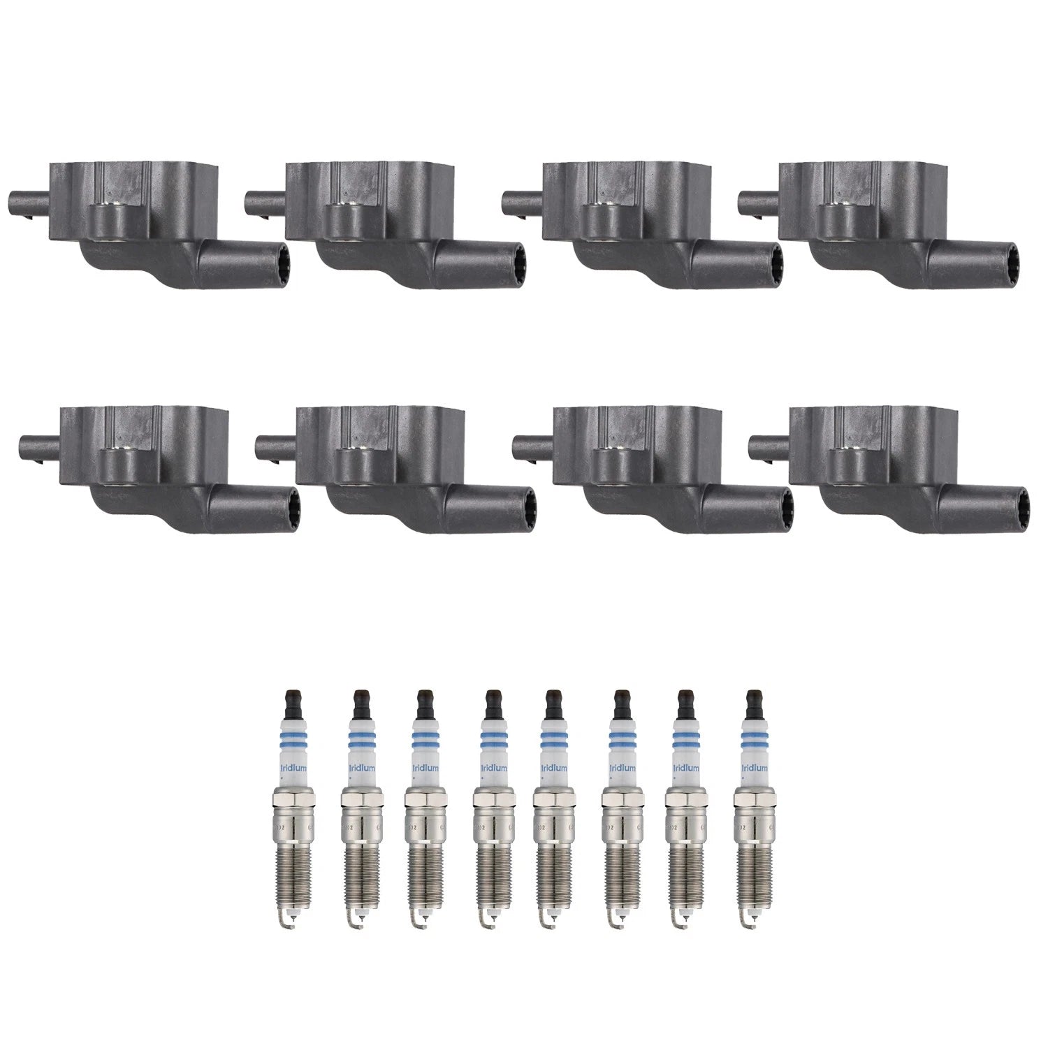 Set of 8 Ignition Coils & Bosch Iridium Spark Plugs for F-250 SuperDuty (1999–2003)