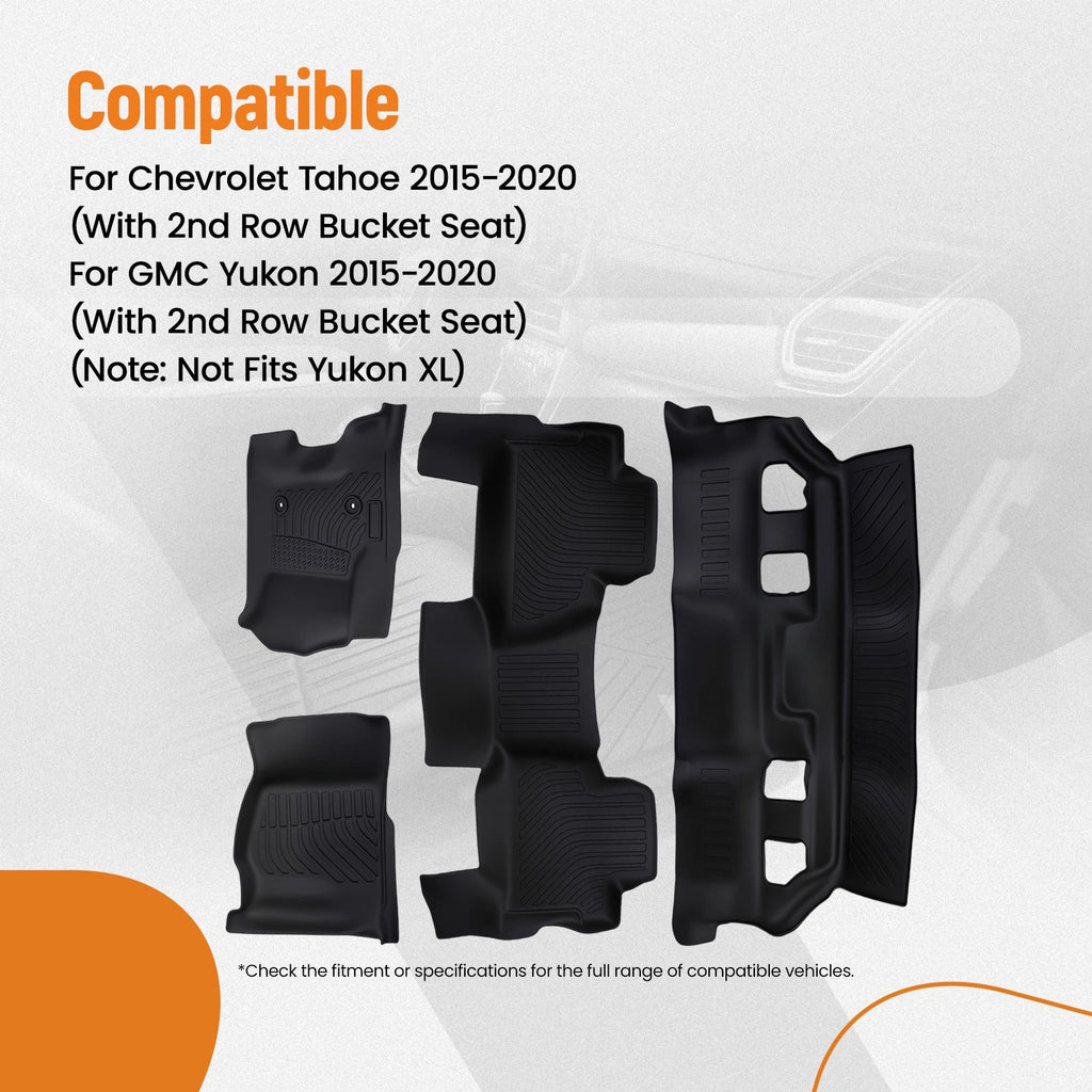 All-Weather Floor Mats for Chevrolet Tahoe/GMC Yukon (2015–2020) TPE Black