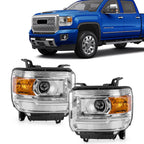 Pair Headlights for GMC Sierra 1500 2014–2018, 2500 HD 2015–2019, 3500 HD