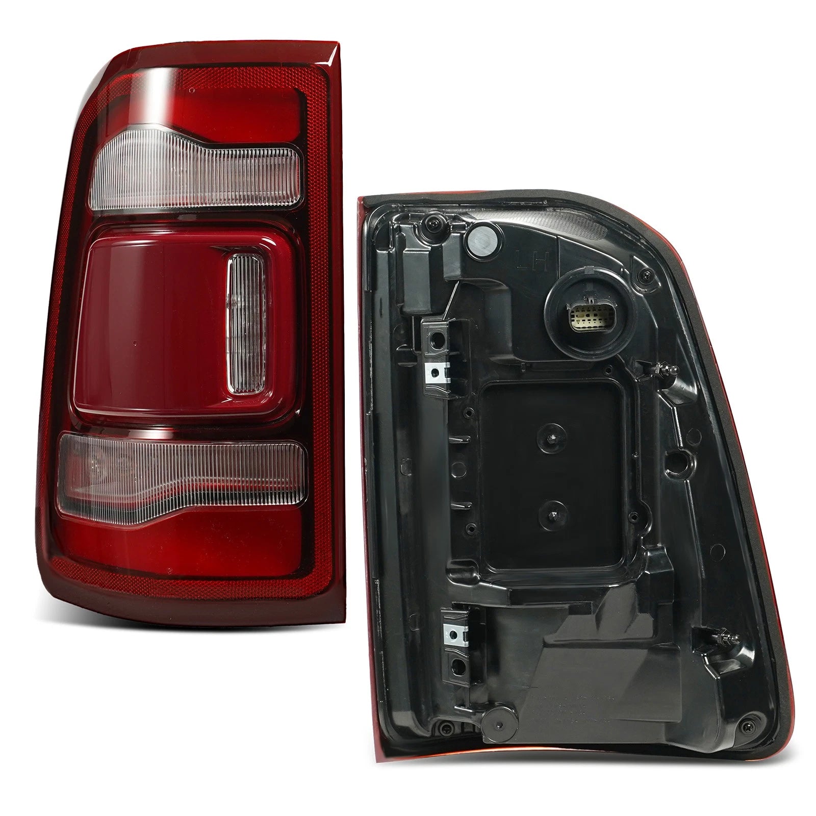 Pair LED Tail Lights for RAM 1500 (2019–2024) Chrome Trim Brake Lamps