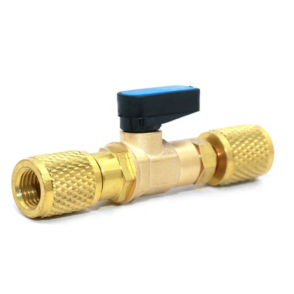 1/4 NPT Brass AC Service Connector with Ball Valve for Universal Use