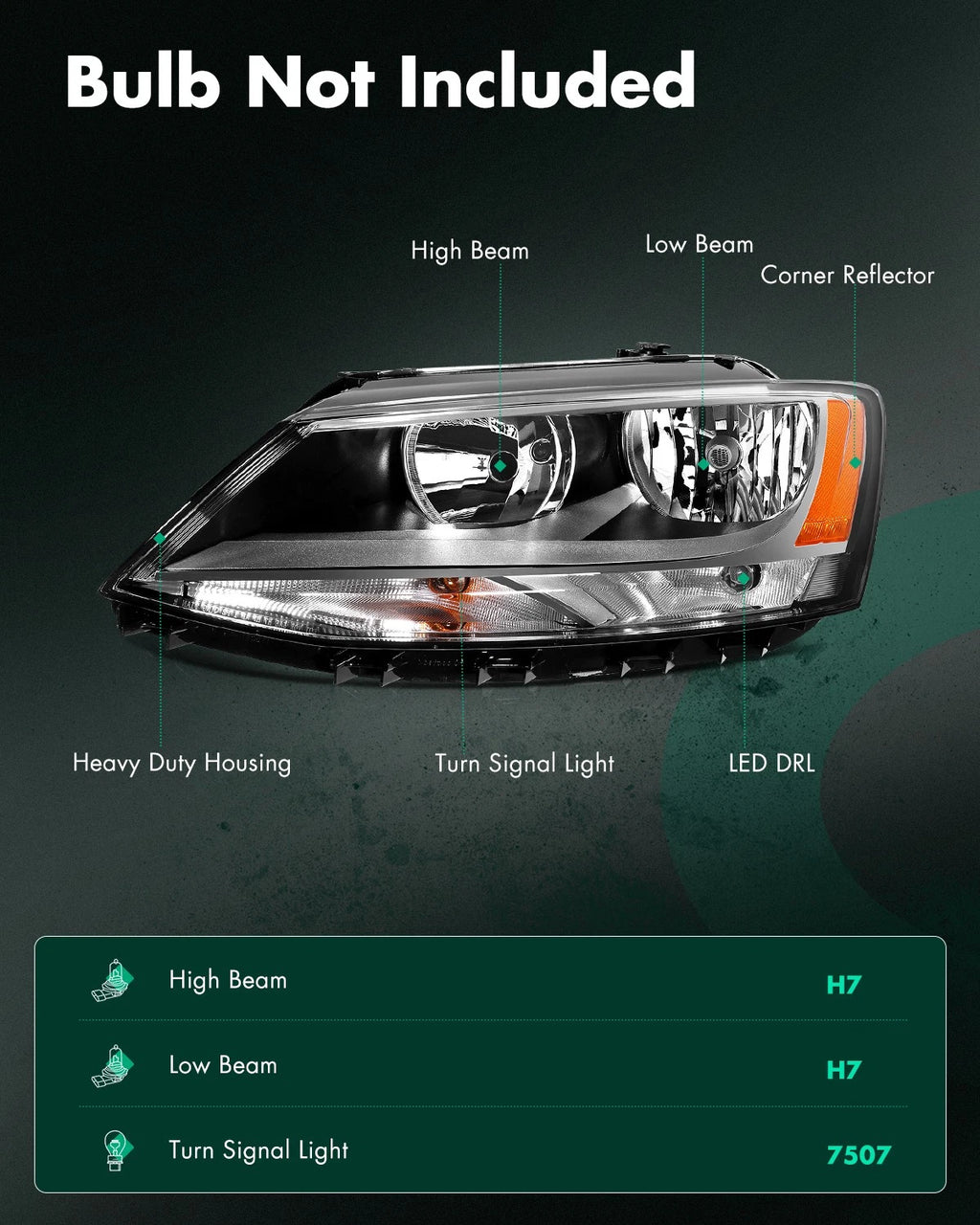 Chrome Headlights for Volkswagen Jetta (2011–2018) - Front Headlamp Pair