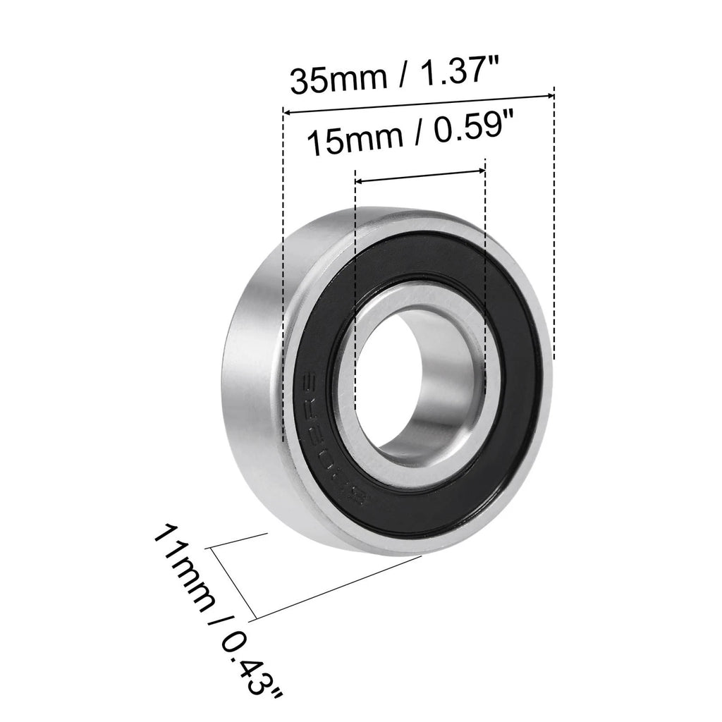 2X 6202-2RS Deep Groove Ball Bearing for Z4 (15x35x11mm, Sealed, Chrome)