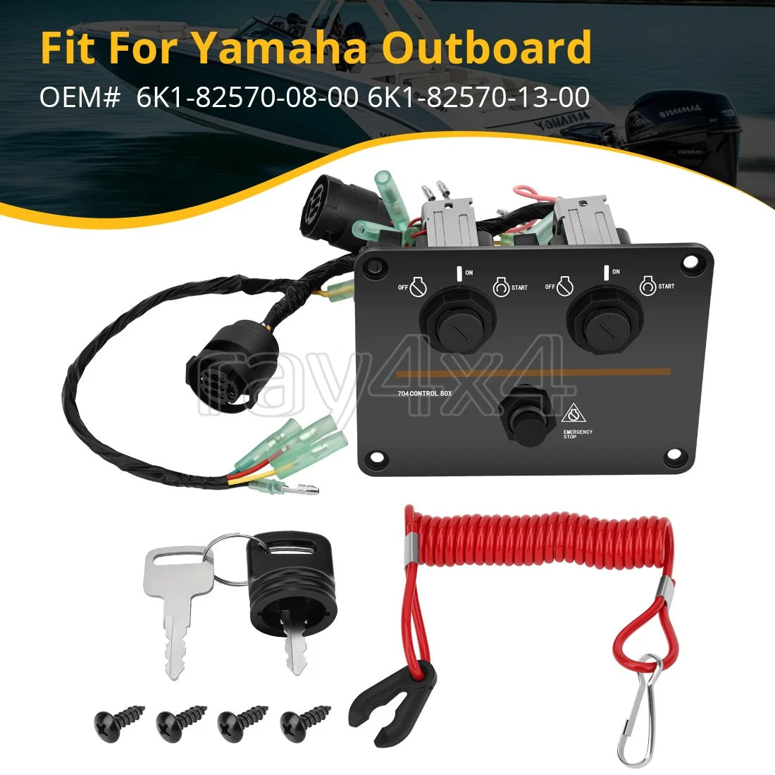 Dual Key Switch for Yamaha Outboards (6K1-82570-13-00, 6K1-82570-08-00)