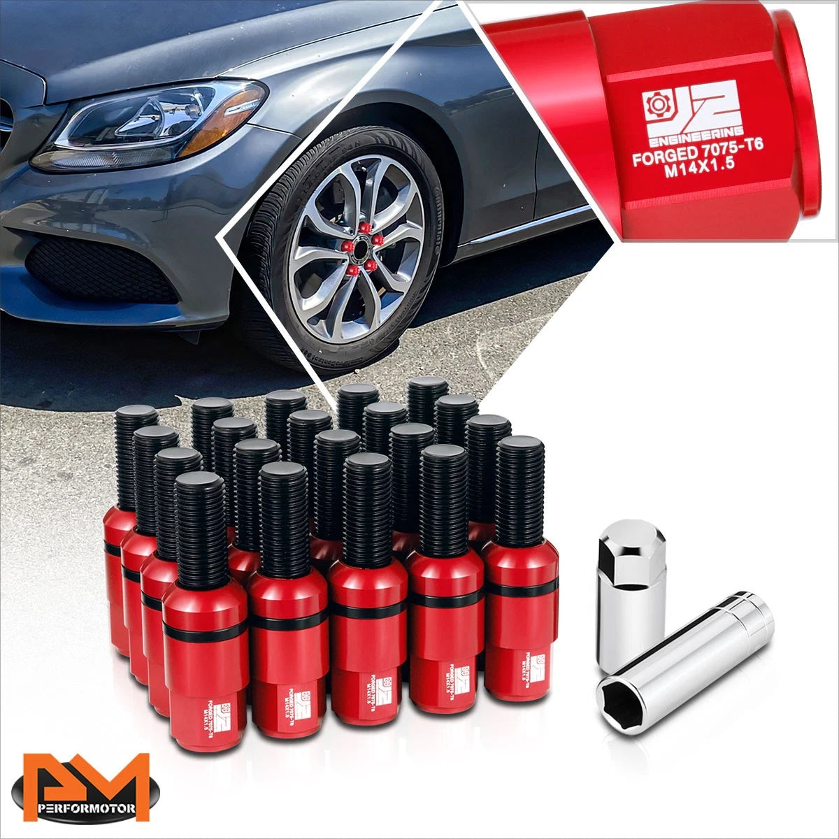 20 PCS M14 x 1.5 Closed End Wheel Lug Bolts for Mercedes-Benz