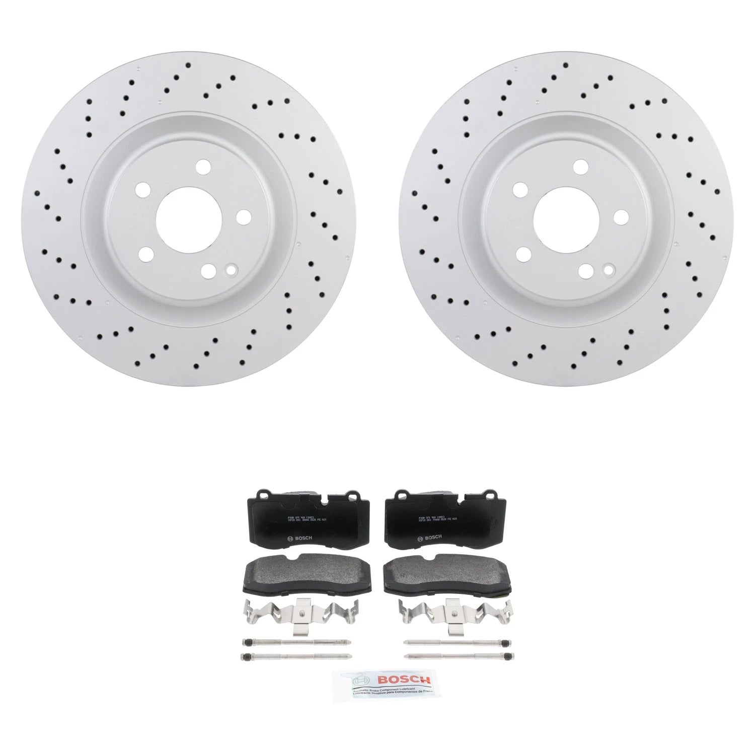 Bosch Front Quietcast Rotors & Semi-Met Disc Brake Pad Kit for W221 S400 S550 S600 (2007–2013)