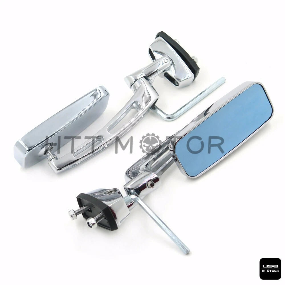 2X CNC Machined Aluminum Anti-Glare Rearview Mirrors for Motorbike (6mm Thread)