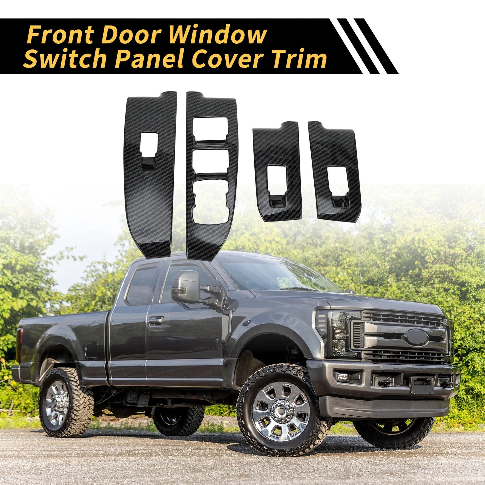 Set of 2 Carbon Fiber Pattern Front Door Window Switch Panels for Ford Maverick (2022–2024)