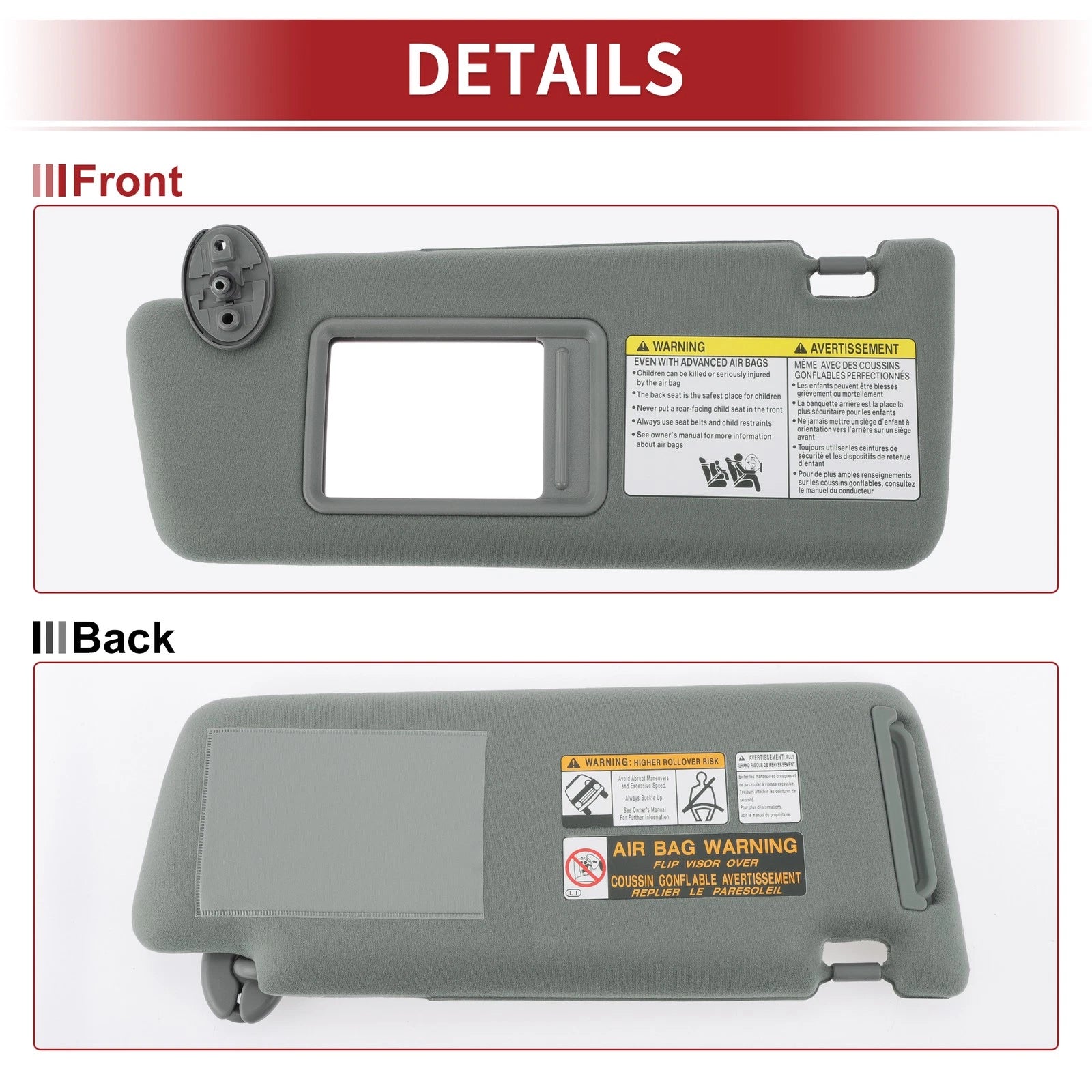 Left Sun Visor for Toyota Tacoma (2005–2011) with Mirror No. 74320-35C10-B0