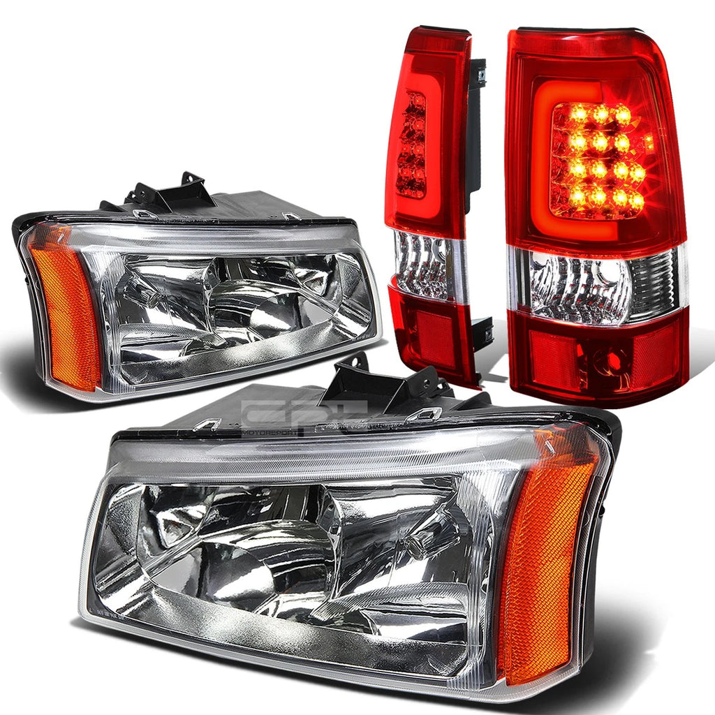 Chrome Crystal Headlight + Corner + Red 3D LED Tail Light for Silverado (2003–2007)