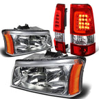 Chrome Crystal Headlight + Corner + Red 3D LED Tail Light for Silverado (2003–2007)