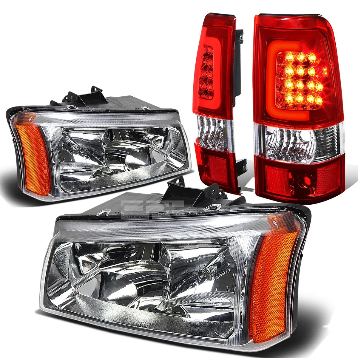 Chrome Crystal Headlight + Corner + Red 3D LED Tail Light for Silverado (2003–2007)