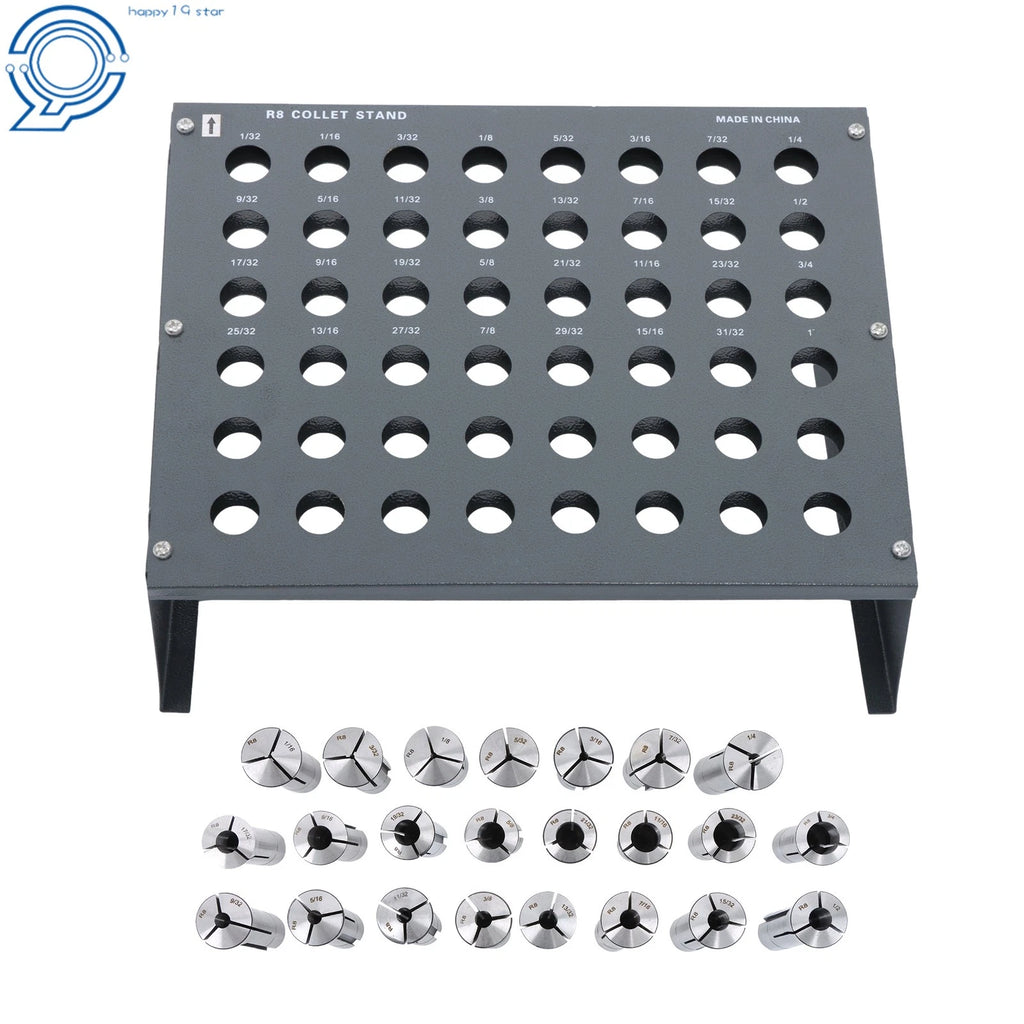23pc R8 Milling Collet Set with Tool Rack