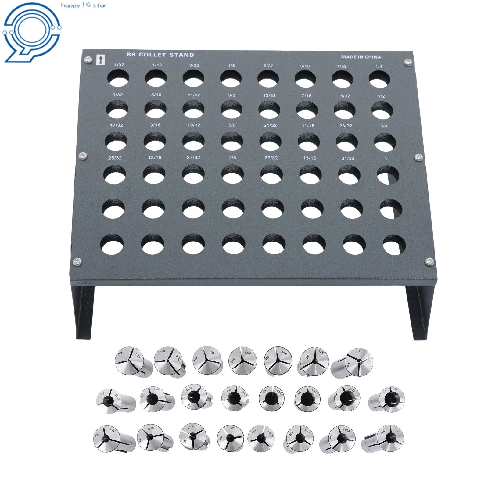 23pc R8 Milling Collet Set with Tool Rack