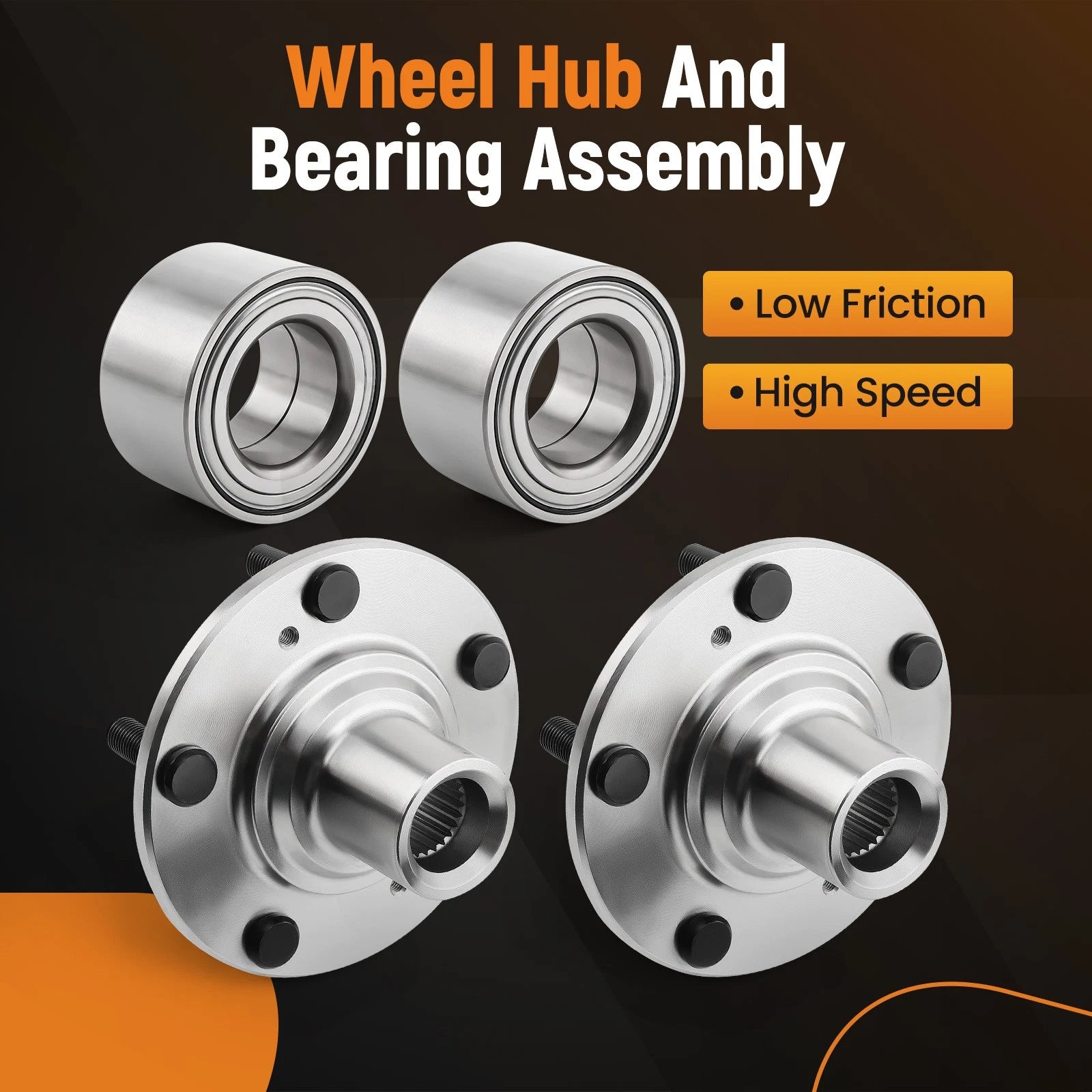 Pair Front Wheel Hubs Bearings for Honda Civic (CTP0611B510089)