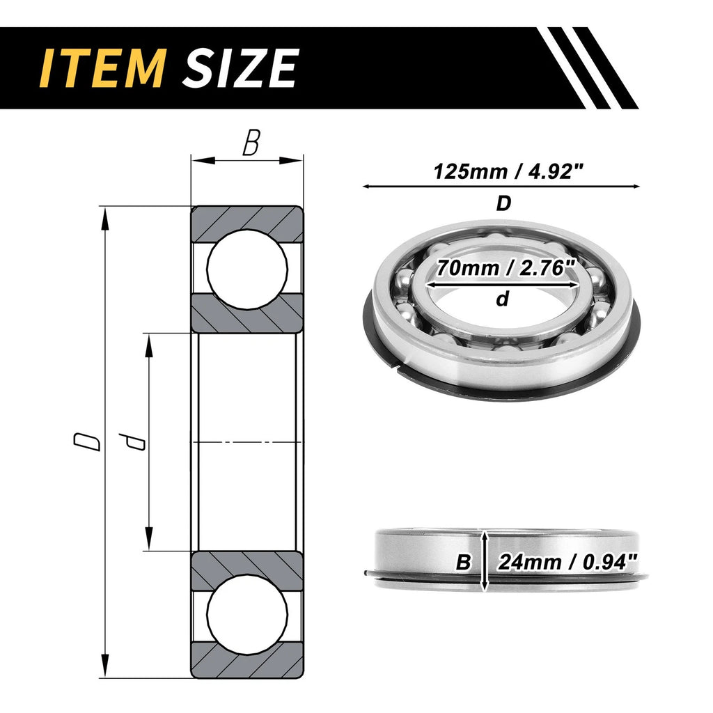 Deep Groove Ball Bearing 6214NR for Scooter Skateboard Wheel (70x125x24mm)