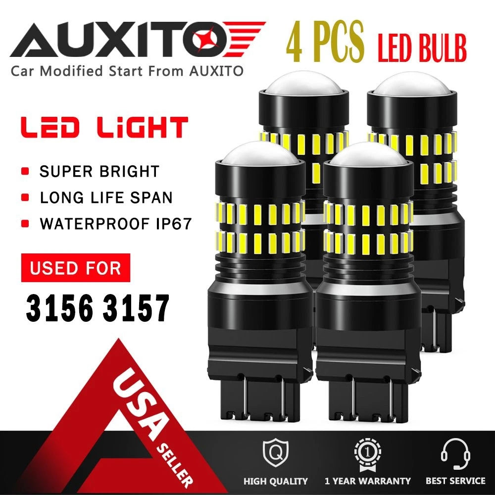 4X 3157 4157 3057 LED DRL Daytime Running Light Bulbs 6000K for EC (48H)