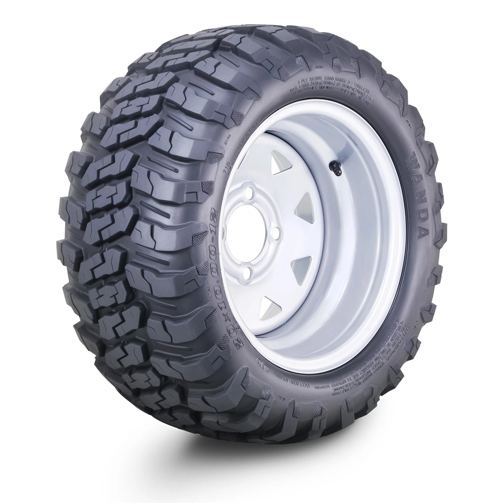 WANDA 20x10-12 AT Golf Cart Tire Assembly w/4x4" PCD ET-25.4 (14055)