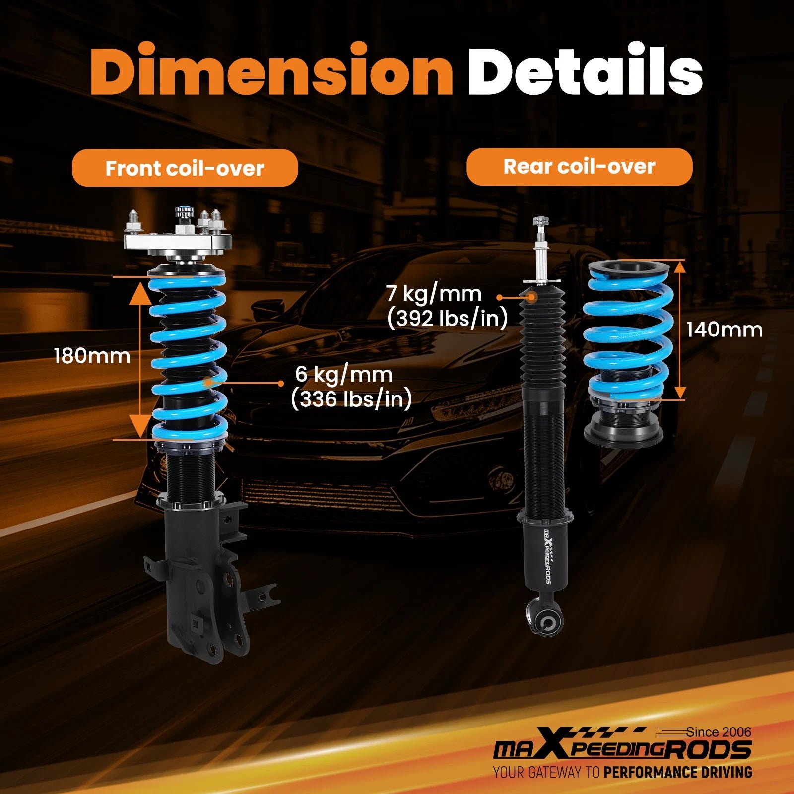 Coilovers Suspension Kit for Honda Civic & Si (2012-2015)